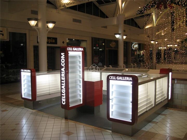 Trendy Full Vision Glass Showcase Mobile Phone kiosk Shopping Mall Kiosk Design