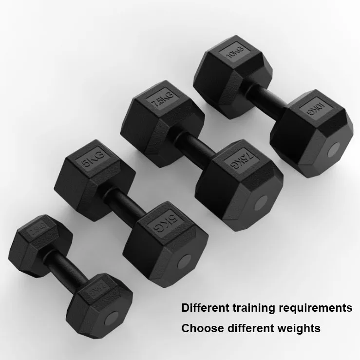 Gym workout man power weight lifting training adjustable rubber hex dumbbell set