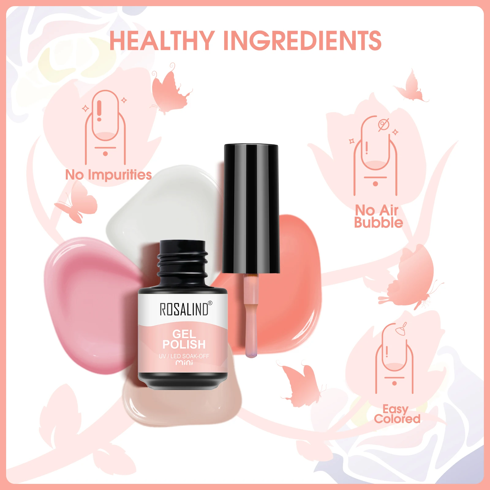 ROSALIND oem logo nails art fashion light colors gel polish set wholesale semi-permanent non toxic plain painting uv gel varnish