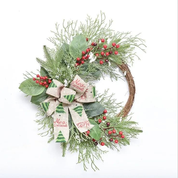 Artificial Christmas Rattan Decoration Hanging Decorative Christmas Wreath 50cm