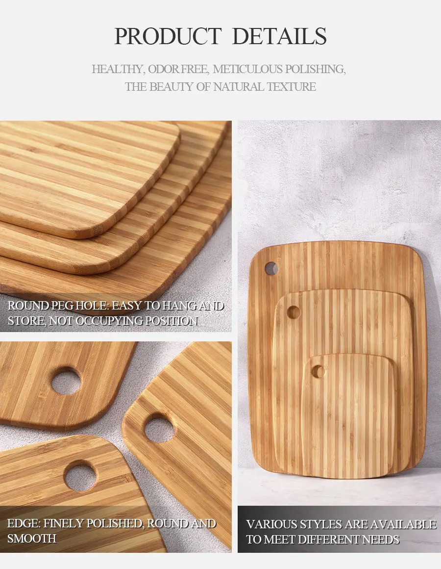 Woodsun Vertical Stripes Design Cutting Board Set Bamboo Chopping Board Bamboo