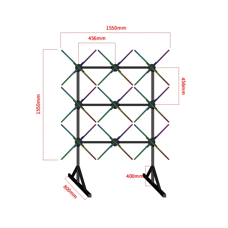 Great show 9 Pieces 3D hologram fan HD animation holographic fan 3d hologram wall 3d holographic display 65cm splicing