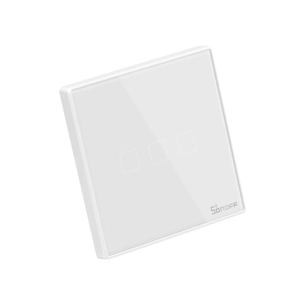 SONOFF T2UK 3C TX 3 Gang WiFi Glass Panel Touch Remote Wall APP/Voice/RF Control Light Timing Switch Works With Alexa