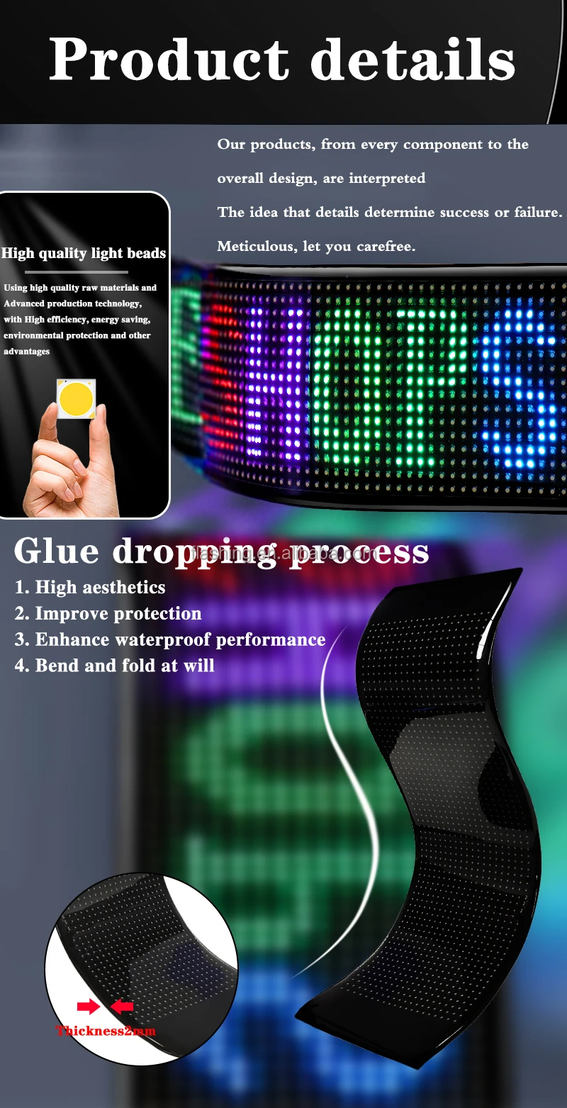 Newest EL Glow FlexLED With Remote Programmable Messages Scrolling LED Sign Display for Cars Digital Display