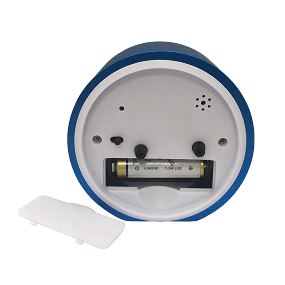 EMAF Custom Gravity Sensing Table Round Silent Sweep Movement Analog Clock Aluminum Metal Night Light Quartz Snooze Alarm Clock