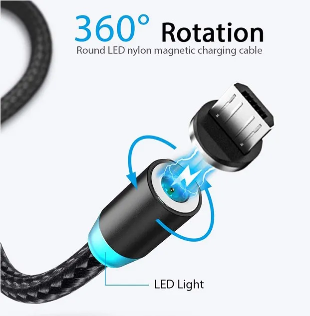 1m 2m 3m USB charging Cable Cell Phone 3 in 1 Magnetic Usb Cable For iPhone type c micro tips