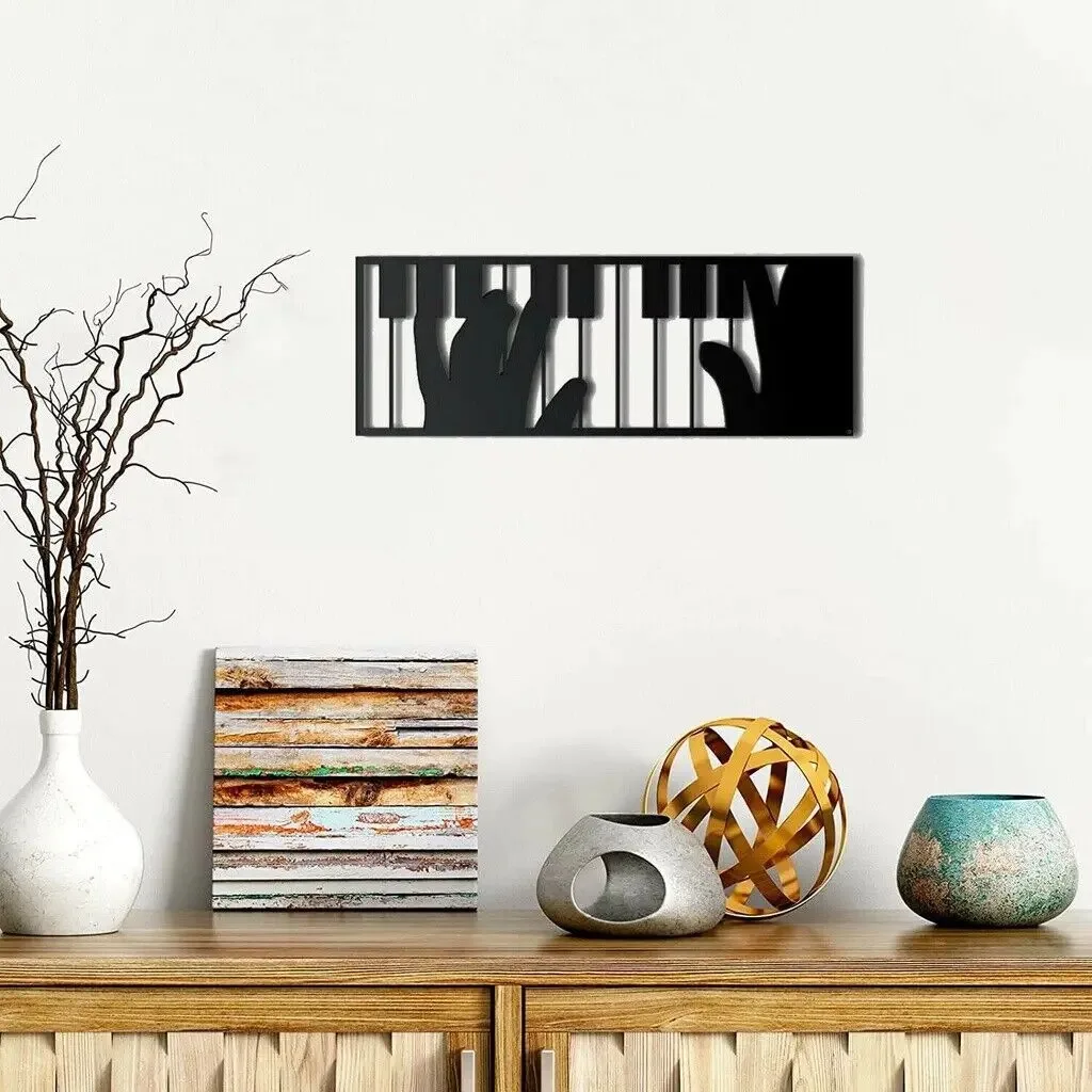 Home Decoration Piano Black Metal Wall Art Elegant Wall Hanging Decor