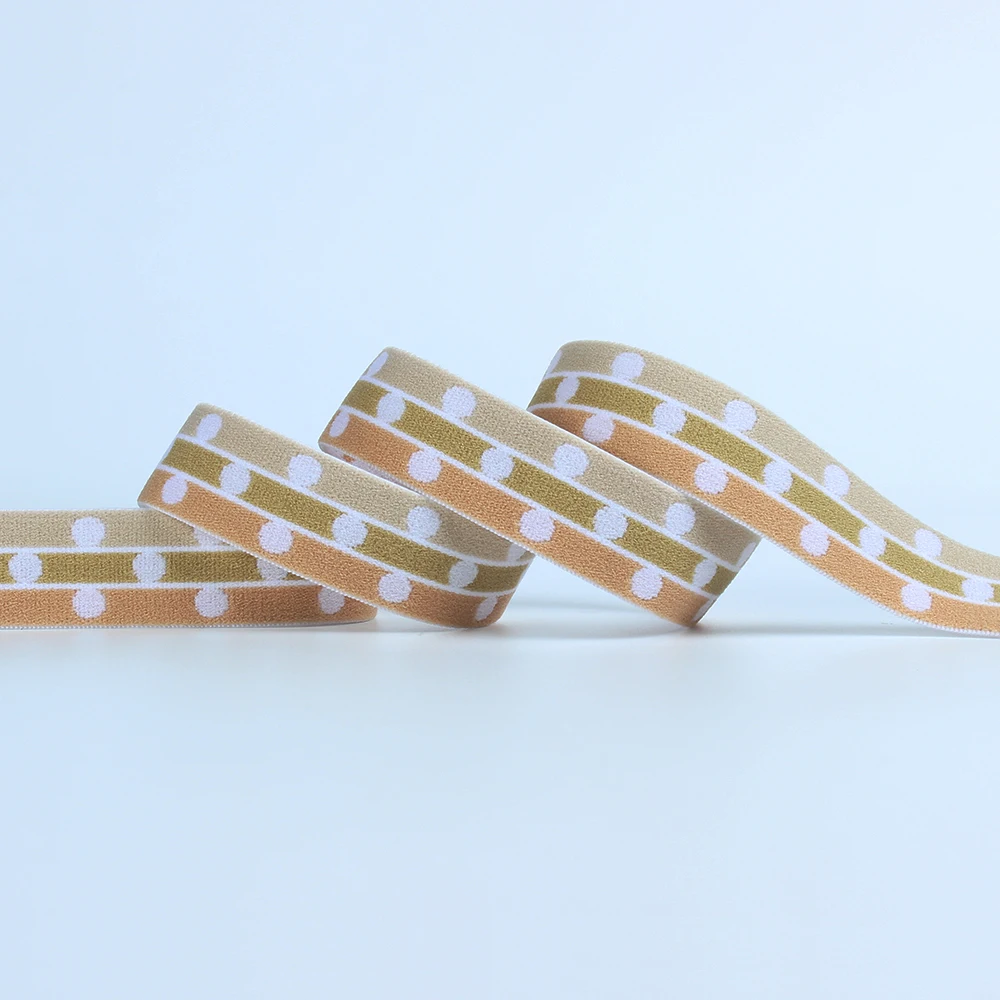 Cheap Price Nylon Spandex Polyester Jacquard Thick Elastic Band Custom Color Stripe Webbing