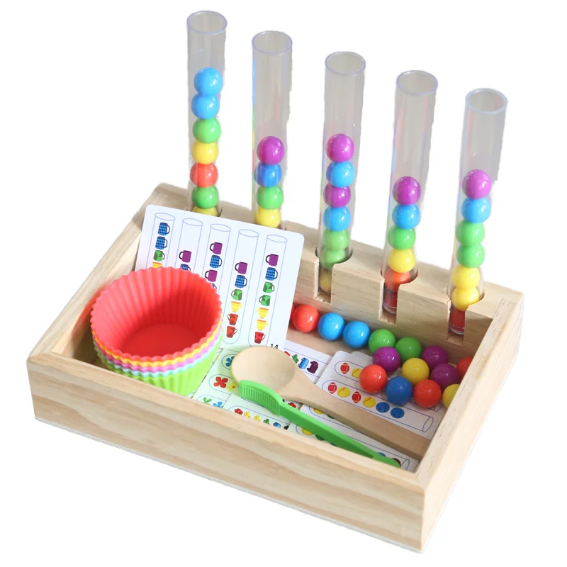 Montessori wood toys Color classification Interactive math clamping beading game hand-eye coordination for ages 2-6