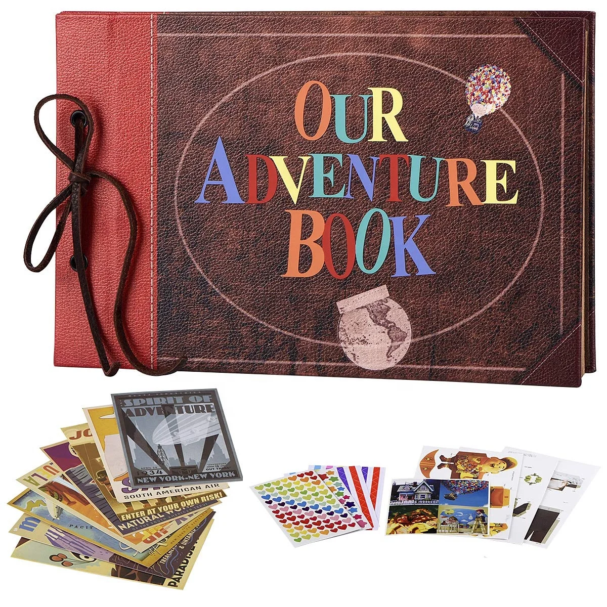 Our Adventure Book Scrapbook, Vintage Photo Album,  PU Leather Cover, 11.6 x 7.5 inches, 60 Pages