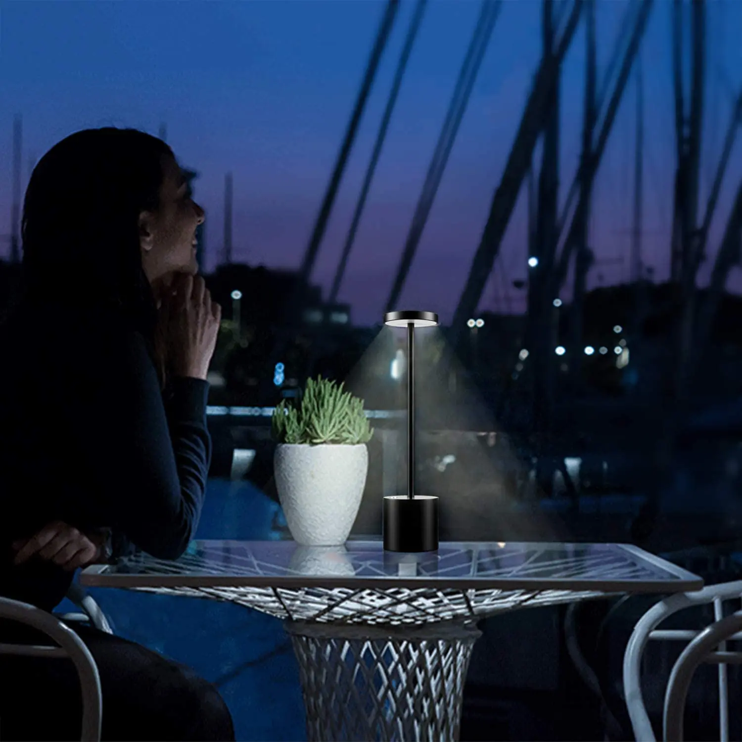 Hotel Style Energy Saving brass table lamp USB Rechargeable Battery LED Cordless Restaurant Table Lamp For Dinner