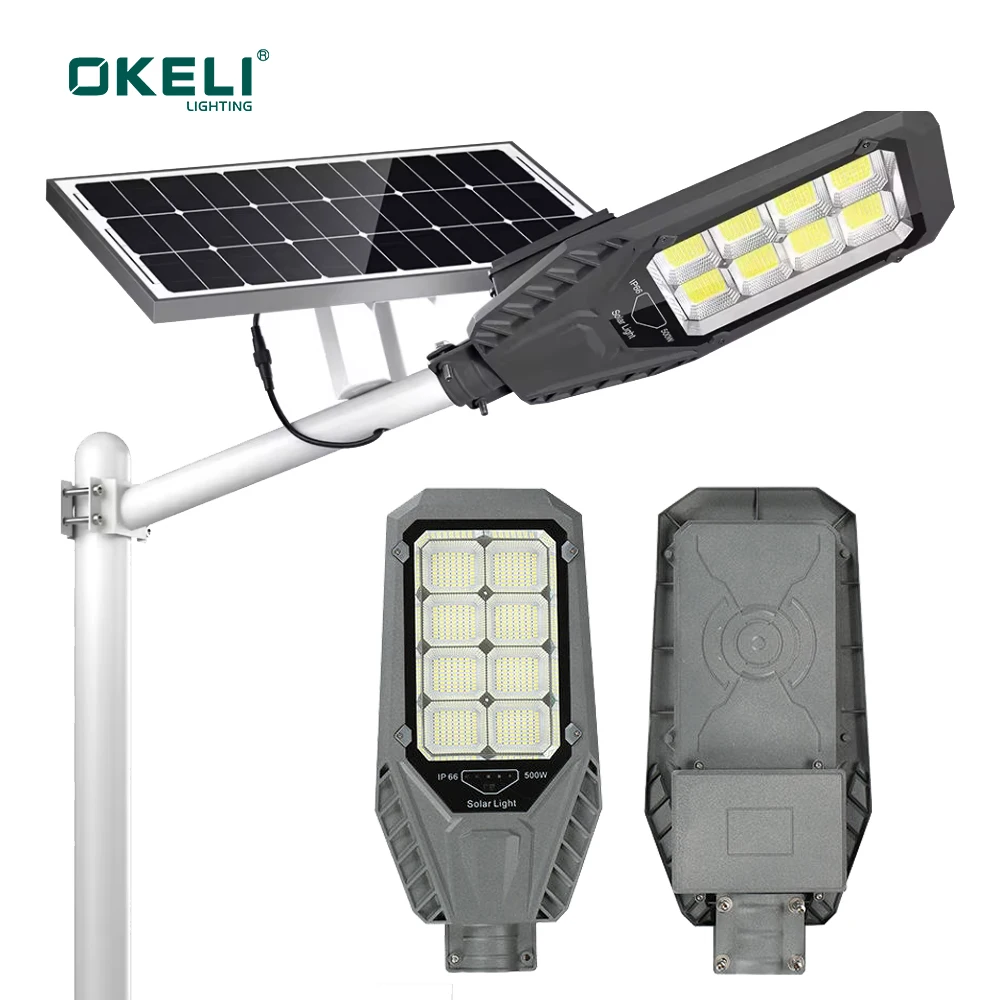 OKELI Split Panel 200w 300w 400w Light Control With Remote Control Solar Led Street Light