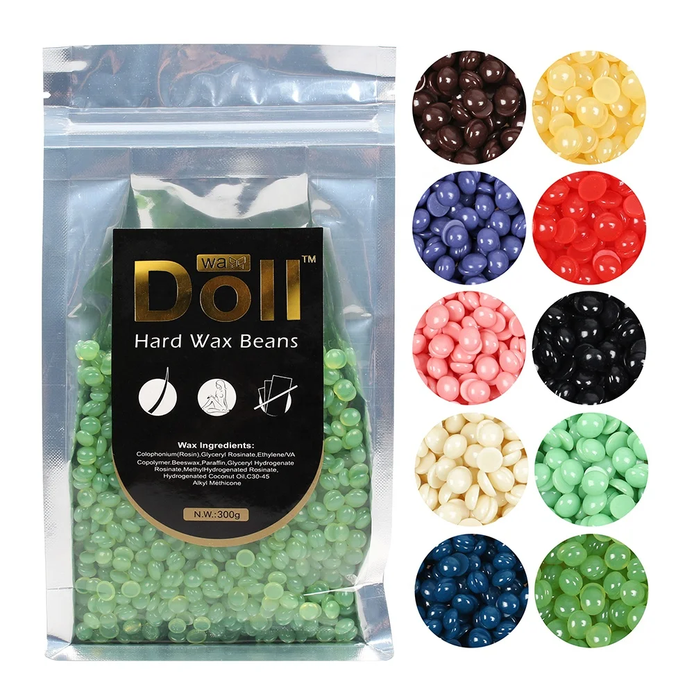300g doll Green Colors aloe  Depilatory hard Wax Beans Hot Film Hard Waxing Bikini Hair Removal Beads