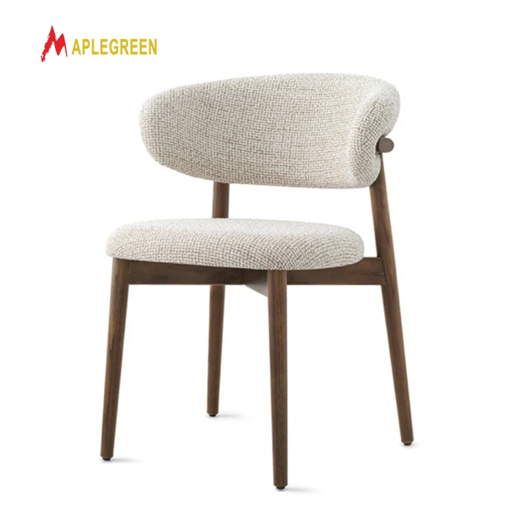 Nordic Velvet Leisure Living Room Chairs Luxury Ash Wood Dining Chairs with Fabric for Hotel Restaurant