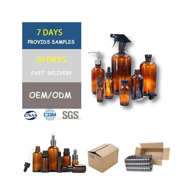 Glass Oil Bottles Shandong Pharmaceutical Boston Round Amber Glass Bottle 1oz 16oz 30 ml Dropper For Syrup DIN PP28