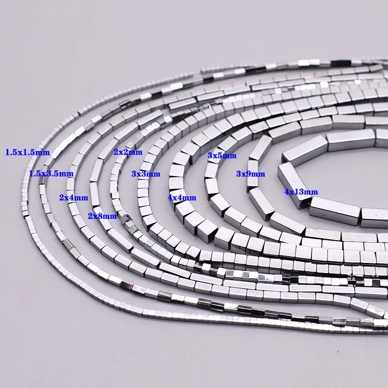 Plating 1/2/3/4mm Natural Stone Hematite Beads Rectangle Square Cube Shape Beads For Jewelry Making Design gemstone bead