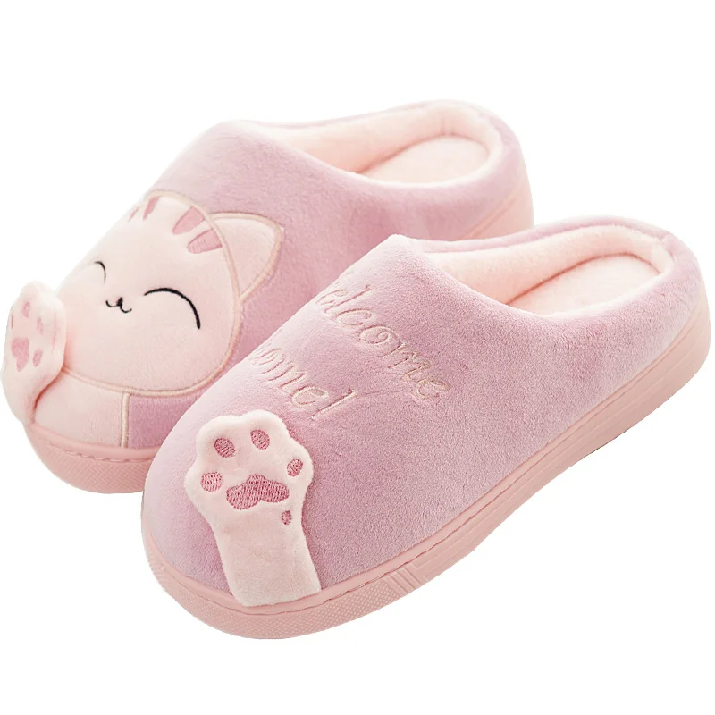 Hot Sale cute Cartoon cute home  Cat Women slippers fluffy soft Plush Winter Warm Indoor Bedroom Slippers