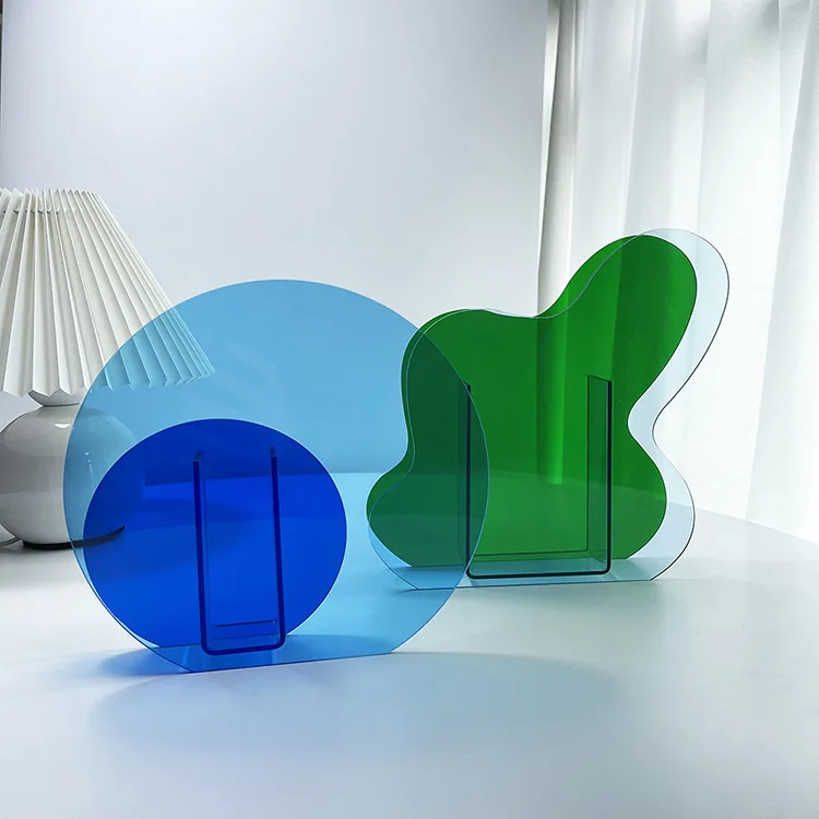 Acrylic Transparent Flower Vase Desktop Small Vase Organizer Flower Shaped Pen Holder Stand Crystal Adornment Home Decor Vases