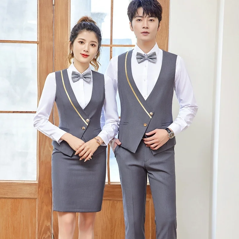 Hotel Western Restaurant Waiter Front Desk Customer Service Uniform KTV Bar Cafe Work Attire Chef Uniform Accessory Work Clothes