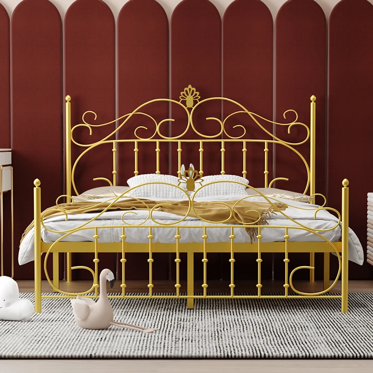 customized bed frame king size gold iron bed metal king size bed frame for hotel