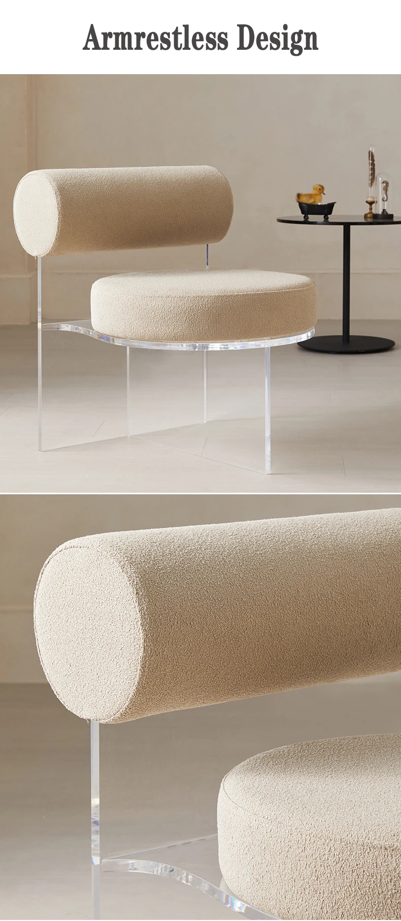 Mid Century Victoria Furniture Modern Armless Polycarbonate Dining Chair Crystal Transparent Plastic Clear Acrylic Ghost Chair