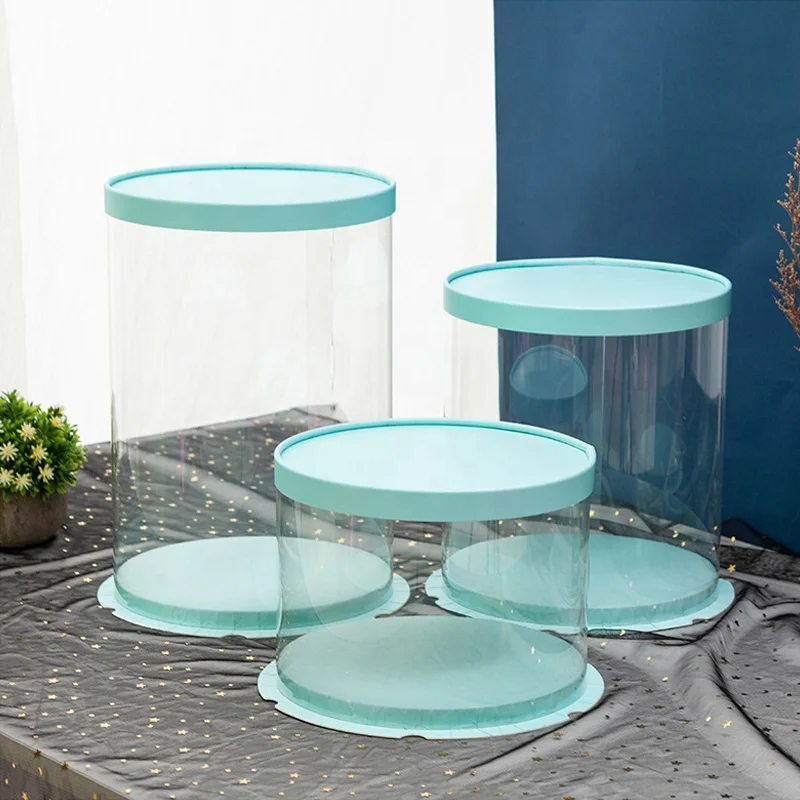 New product wholesale dessert cake packaging transparent round cake box