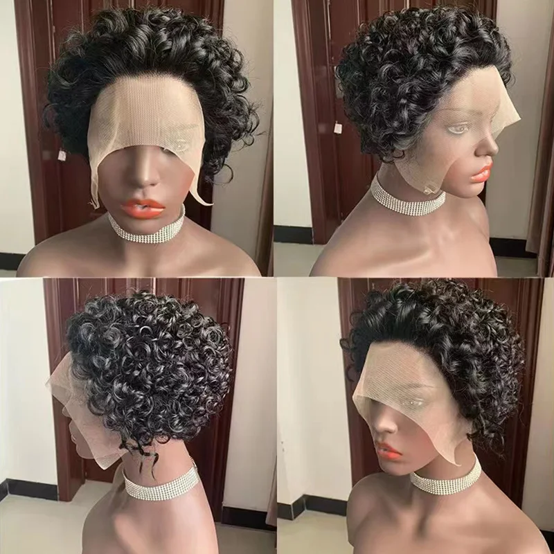 Keyu Wholesale 11A Brazilian Short Pixie Cut Curly Wig,Perruque 13X4 Lace Frontal Pixie Wig,Short bob wig HD Lace Human Hair Wig