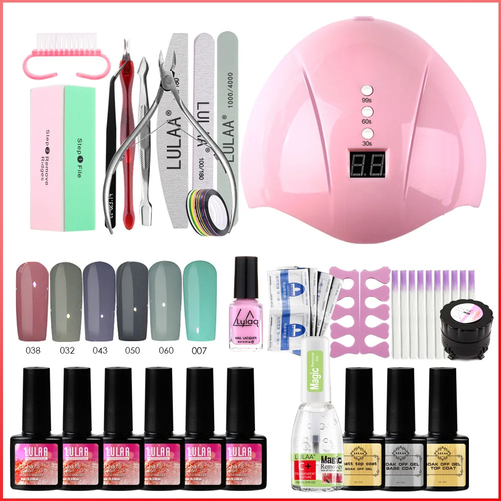 GK03A Professional nail art UV gel Curing tool kit polish gel nail kit with uv led lamp poly gel nail polish kit with uv light