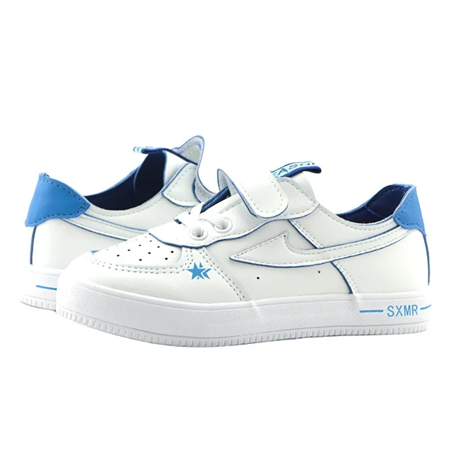 
kids white casual vulcanized shoes air force hook and loop sneakers 
