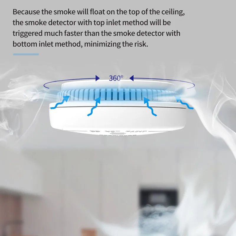 Security Alarm System Tuyasmart Smart Life APP Cigarette Fire Smoke Leak Alarm Tuya WiFi Smoke Detector