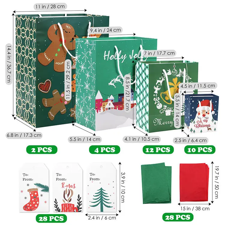 Eco Friendly Large Kids Birthday Merry Christmas Paper Bag Party Gift Bag For Gift