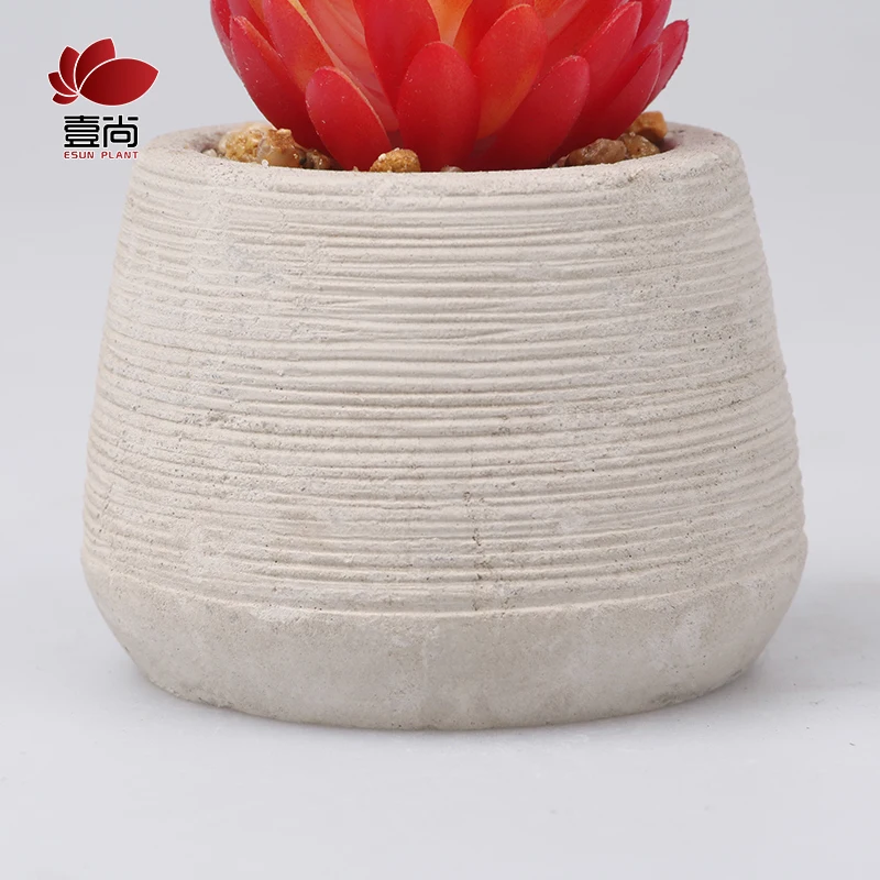 ES1343  Artificial cement potted succulents,  interior decoration for office bedroom desktop Artificial succulent plant