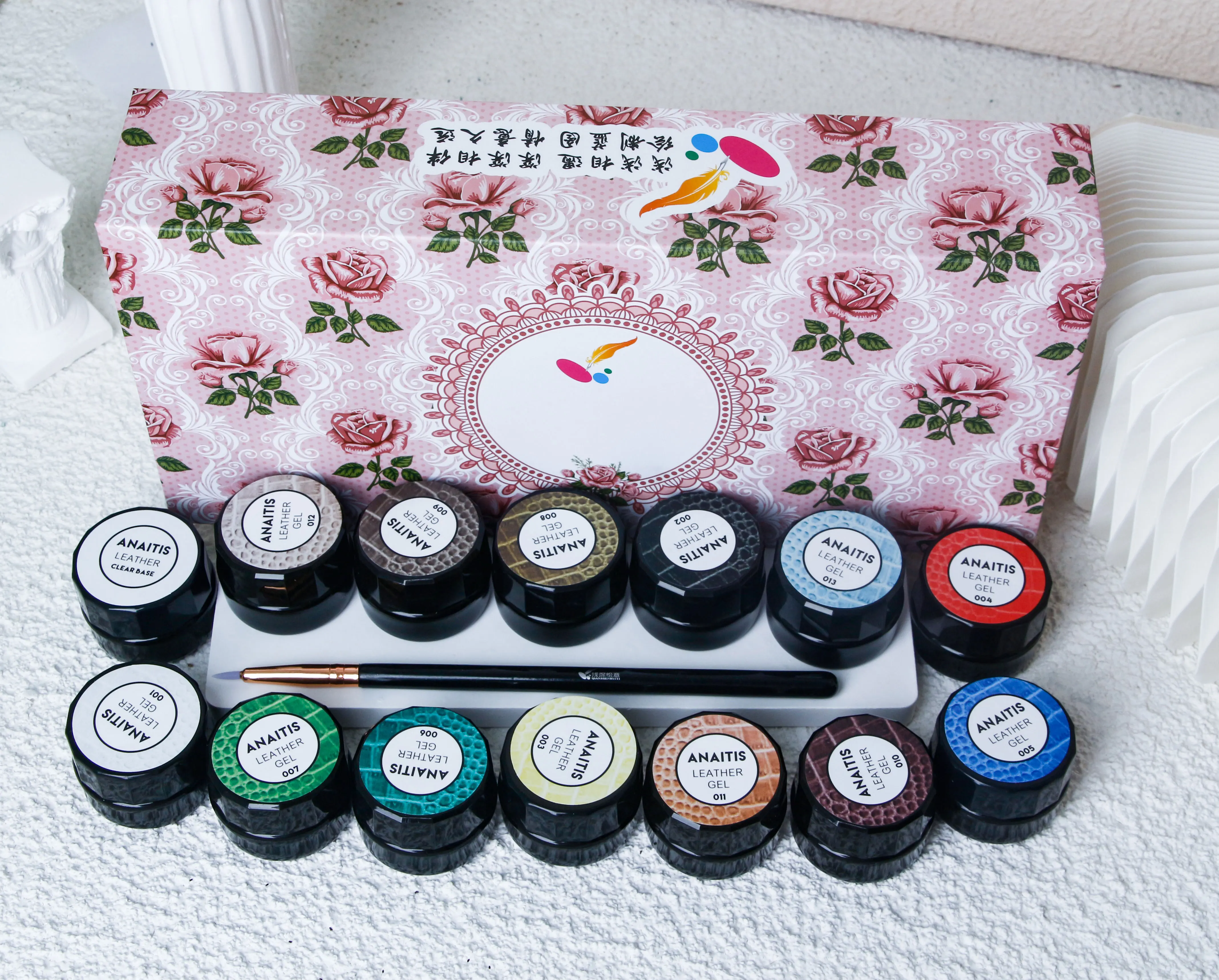 uv nail art 14colors Strong Elastic leather gel nail clear color cover self adhesive custom logo rubber base gel