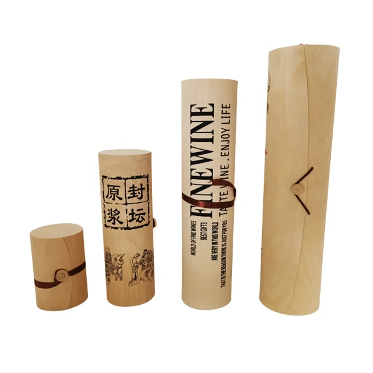 
China Supply Pretty Birch Bark Wooden Wine Box Round Decorative Birch Bark Box 