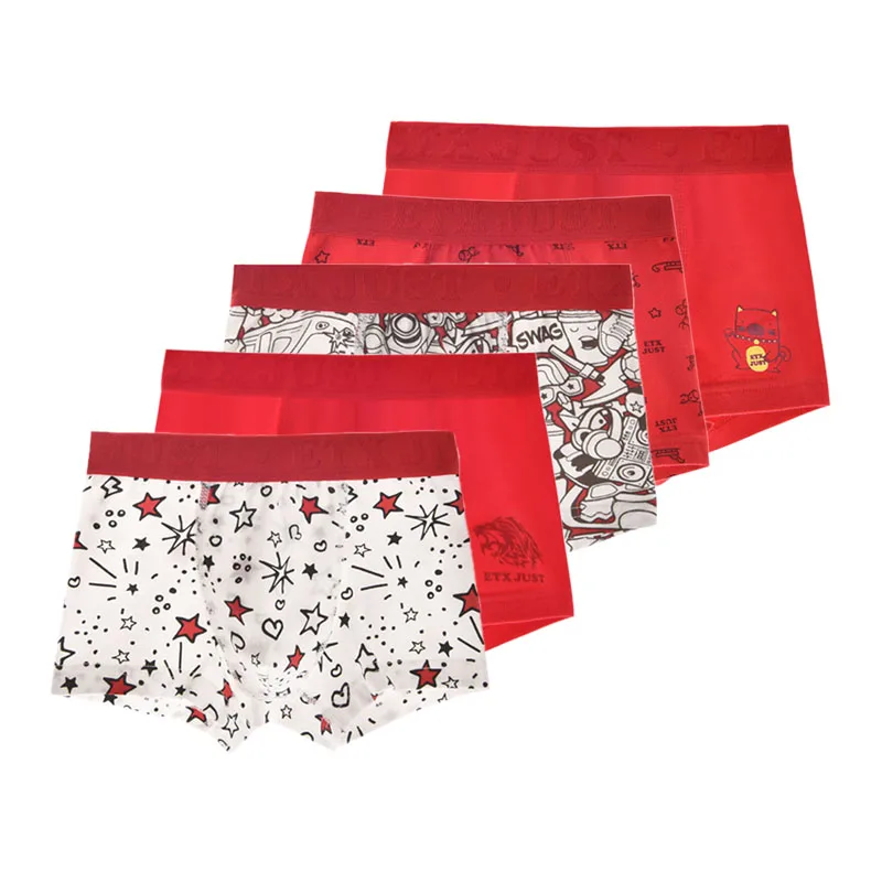 Russian teen boy seamless underwear red kids boxers briefs