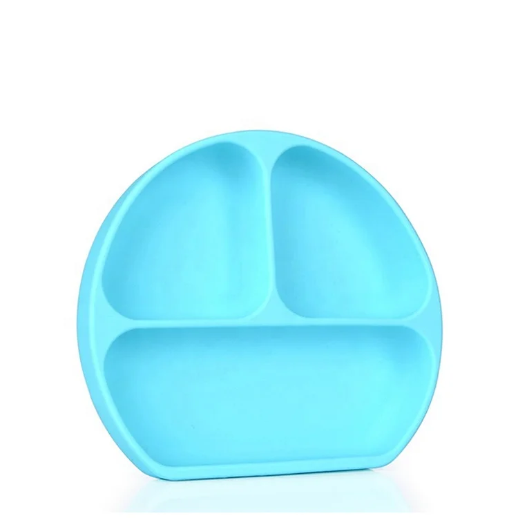Baby Cutlery Silicone Suction Cup Learning to Eat Training Complementary Food Compartmented Tray