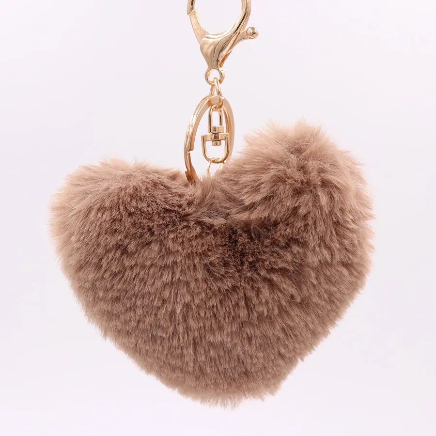 Custom Metal Chain Fluffy Furry Artificial Ball Hair Keychain Pompoms For Car Keychains/Mobile Phones/ Handbags/Charms