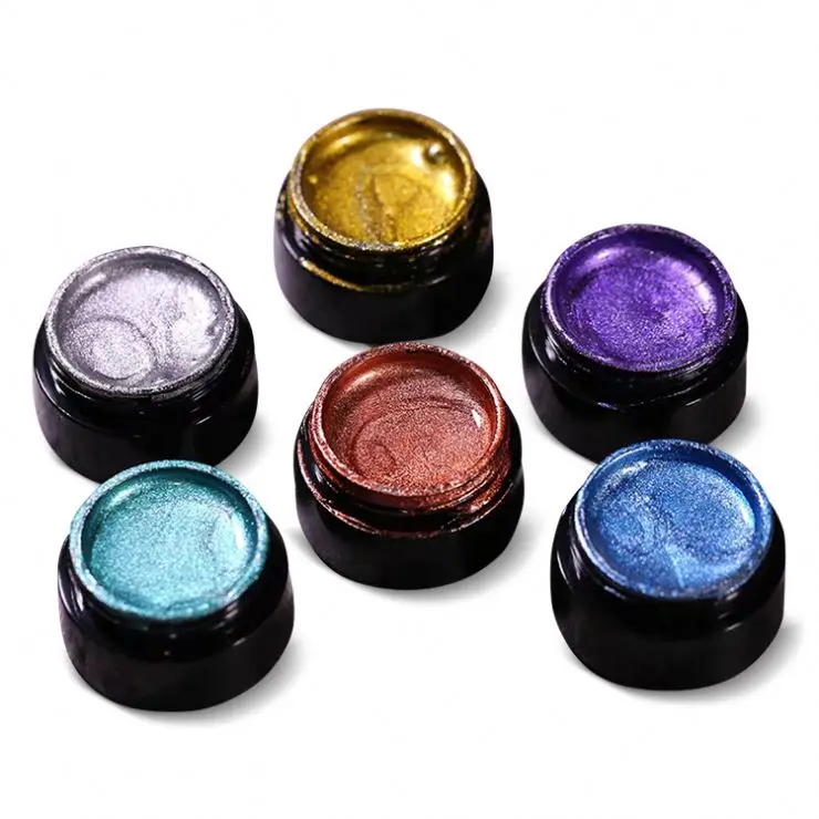 Wholesale Custom Private Label 30ml 6 Colors Nail Art Design Uv/led Gel Art Paint Soak Off Metal Painting Gel Polish