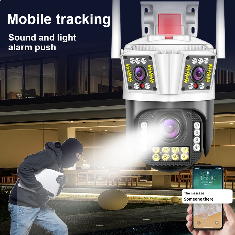 Wistino 6K 3-lens outdoor waterproof camera human motion tracking alarm push wifi security camera