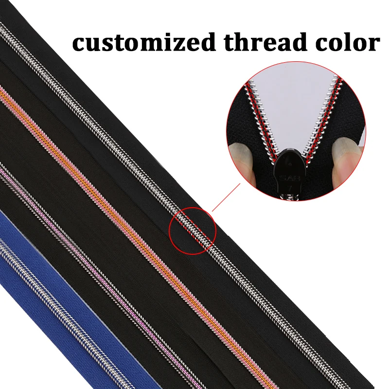 Custom hight quality plating colorful teeth 10# 5# nylon zipper coil for bags nylon zipper rolls