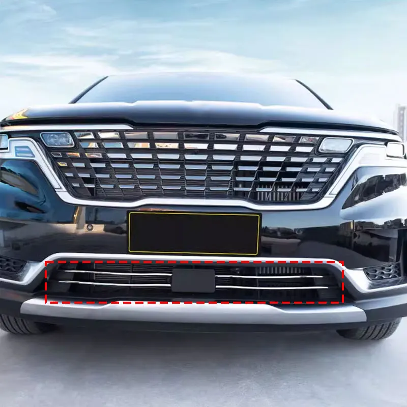 Automotive ABS Carbon Fiber Stainless Steel Chrome Exterior Accessory OEM for 2021 Kia Carnival Lower Center Mesh Trim