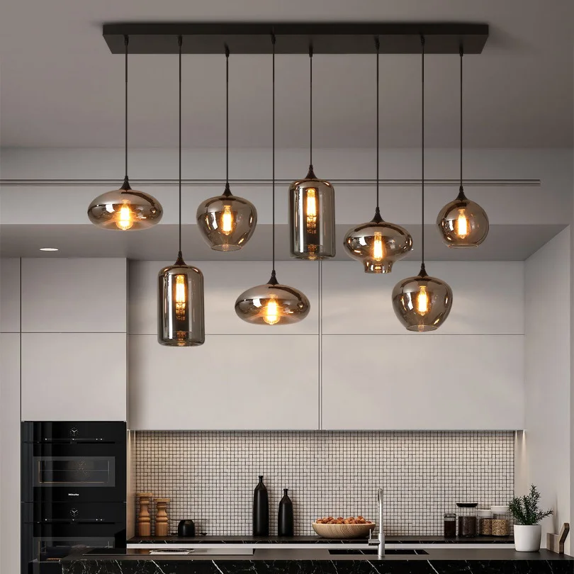 Modern designer led glass dining room decorative chandelier ceiling pendant lighting for kitchen island
