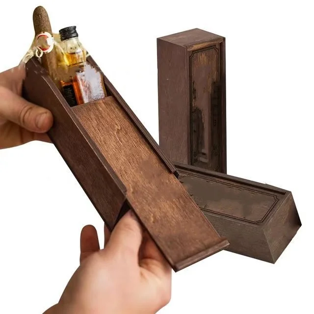 Romantic cigar and whiskey wooden gift box