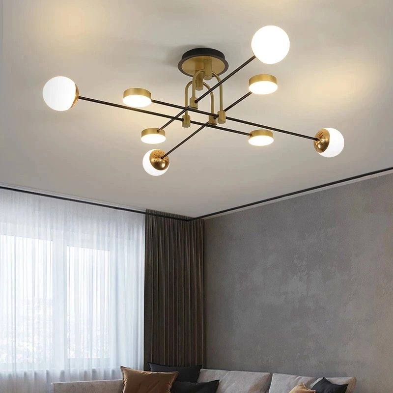 Modern Led Chandelier Suitable For Living Room Dining Room Kitchen Bedroom Golden Black Frame Ceiling And Indoor Lighting