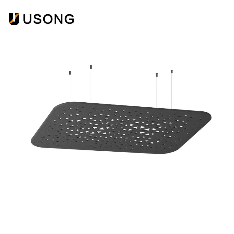 USONG 2024 Best selling False Ceiling Music Hall Office Karaoke Restaurant Interior Decoration Concise PET Acoustic Ceiling
