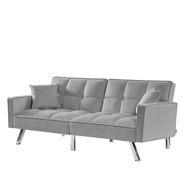 Wholesale Luxury Furniture Metal Frame Modern Grey Fabric Bed Folding Sofas Multifunctional Double Folding Sofa Bed for Office