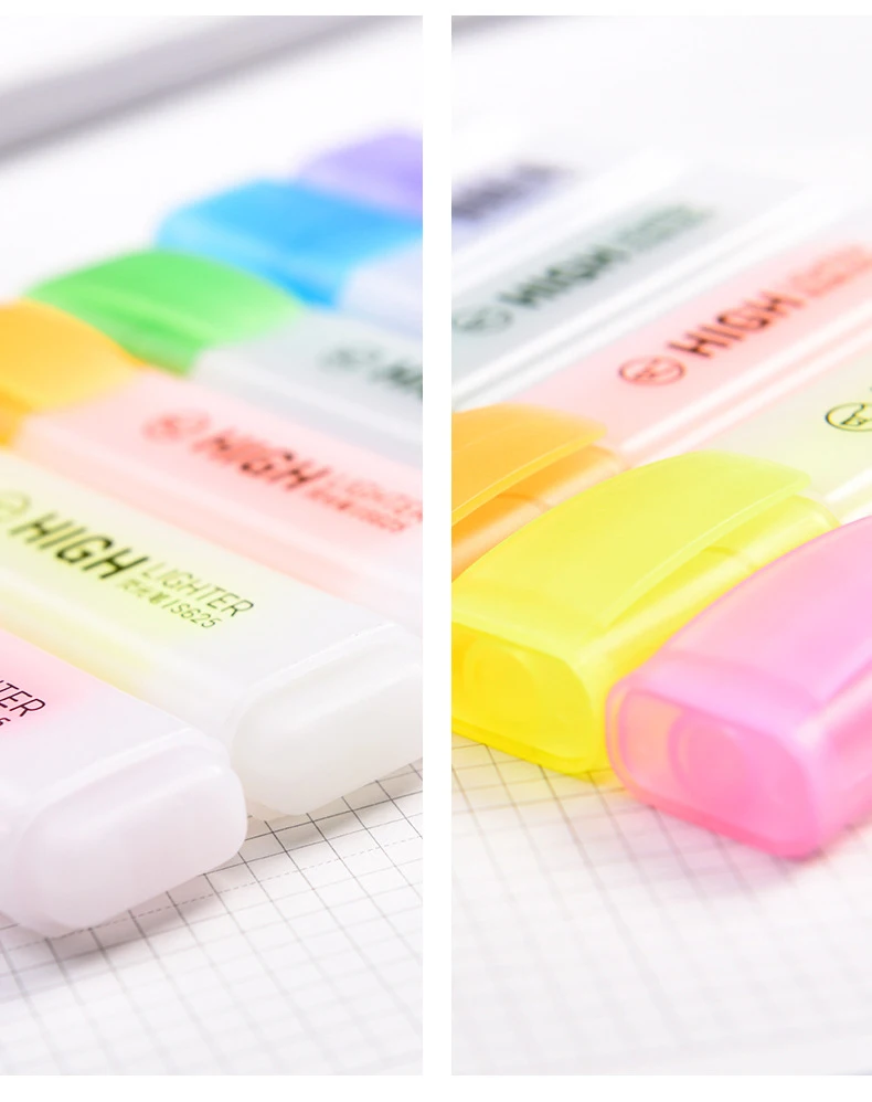 Custom free sample mini en gros aesthetic erasable pink cute glitter pastel color highlighter stick marker pen set stationery