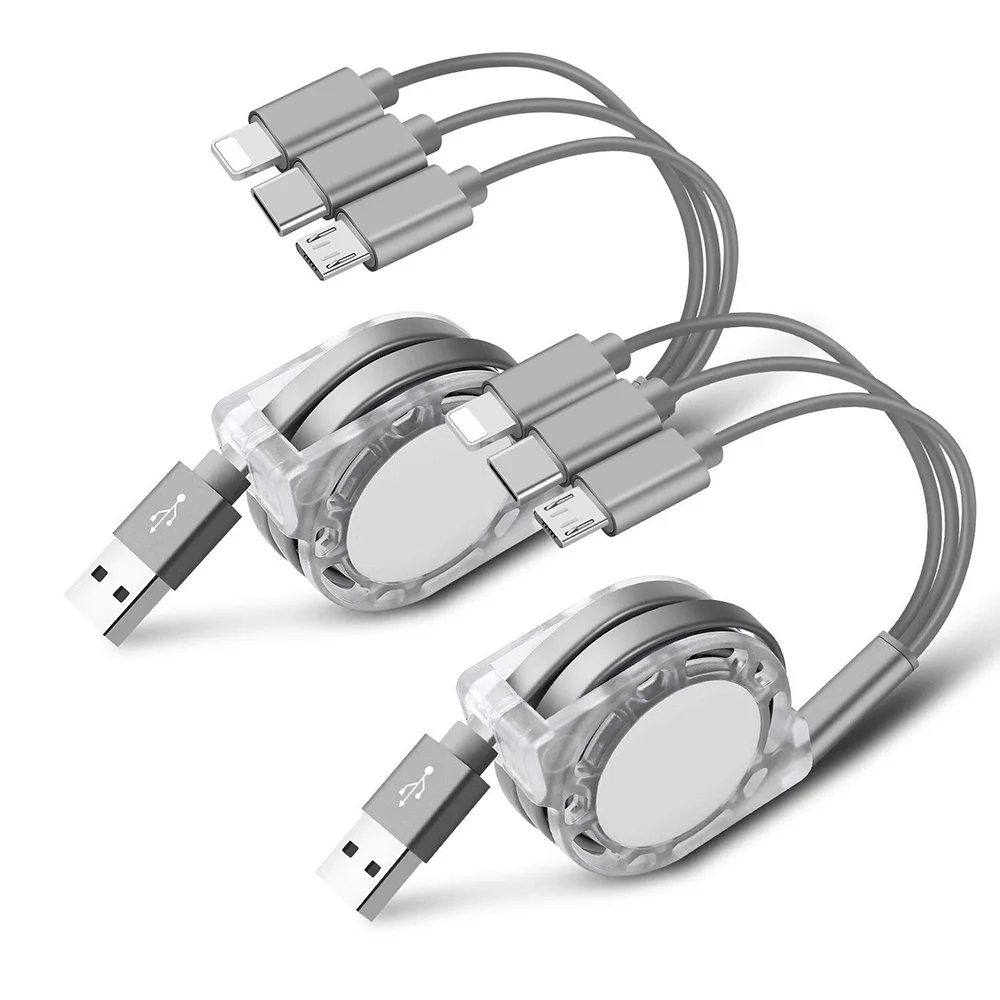 Mulit Выдвижной USB зарядное устройство с микро-разъемом usb Type-C и освещение 85 см Быстрая зарядка 3 в 1 взаимный обмен данными между компьютером и периферийными устройствами кабель для передачи данных для iPhone Samsung