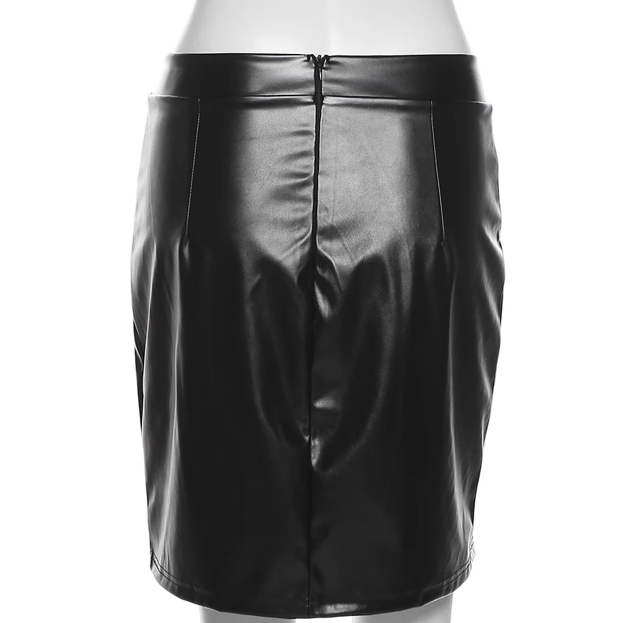 Nibber K21J07047 Custom Clothing Pu Faux Leather Skinny High Waist Bottom Straight Casual High Street Women Skirt