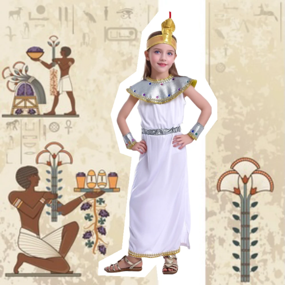 Girl Ancient Egyptian Nile Queen Princess Cleopatra Cosplay Halloween Party Costume Dress